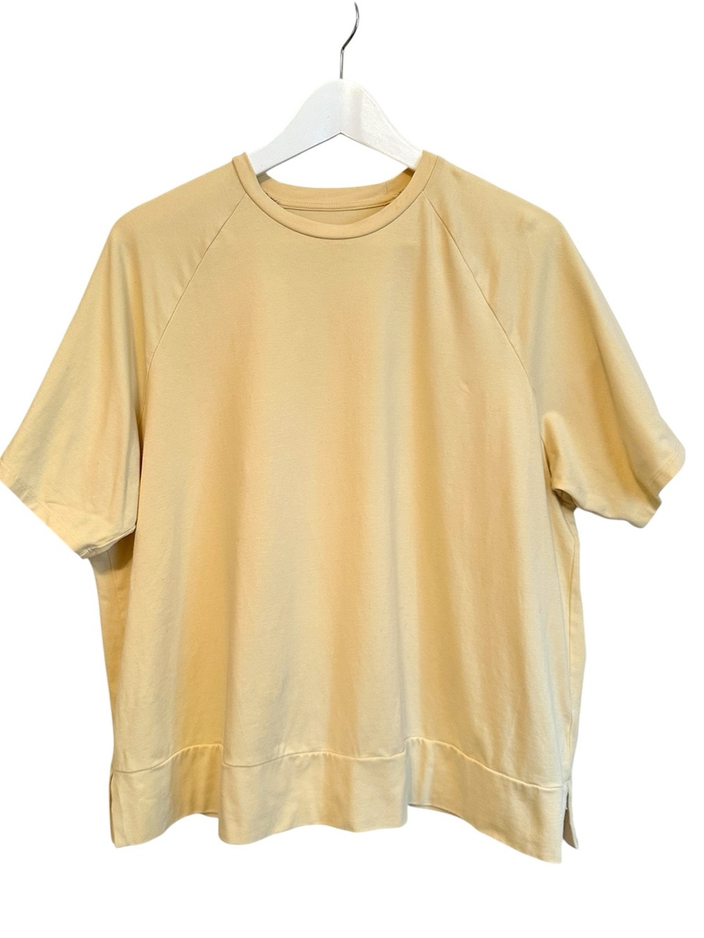 Eileen Fisher Butter Yellow Cotton Stretch Short Sleeve T-Shirt Medium